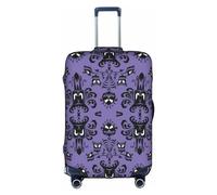 BREAUX Horror pattern on purple background print Trolley suitcase protective cover, high elasticity fabric, trolley suitcase cover, White, M