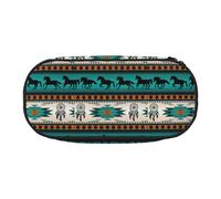 BREAUX Horse Stripes Pattern print 300D Oxford Cloth Pencil Case Pouch, Double-Headed Zipper Design, Cosmetics and Organizer