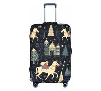 BREAUX house deer tree christmas print Trolley Suitcase Protective Cover Luggage Protective Cover Unique Double Sided Pattern, White, XL