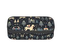 BREAUX house deer tree christmas print unisex pencil pouch, versatile stationery storage bag for office, travel or makeup