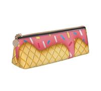 BREAUX ice cream and Waffle Pattern print Triangle leather stationery storage bag, fit for travel and cosmetics storage