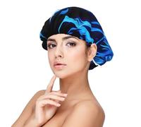 BREAUX Indigo Flame Print Bonnet for Hair Protection, Sleep Cap for Women and Men, Soft Satin Sleep Cap with Elastic Band, Black, One Size, Black, One Size