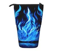 BREAUX Indigo Flame print print Telescopic pencil case, fit for multi-functional pencil makeup bag storage bag and wallet, Black, One Size, Fashion
