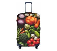 BREAUX Introduction of various vegetables print Trolley suitcase protective cover, high elasticity fabric, trolley suitcase cover, White, M