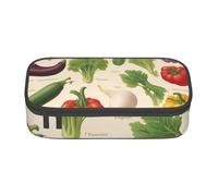 BREAUX Introduction of various vegetables Printed Large Capacity Cosmetic Bag, Toiletries Bag, Stationery Organiser., Black, BD004, Black, One Size, Floral