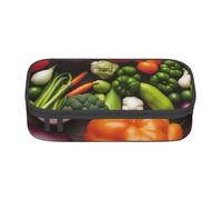BREAUX Introduction of various vegetables Printed Large Capacity Cosmetic Bag, Toiletries Bag, Stationery Organiser., Black, One Size, Floral