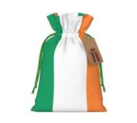 BREAUX Irish flag print Christmas bag, drawstring sack, with kraft paper label, lightweight and fashionable