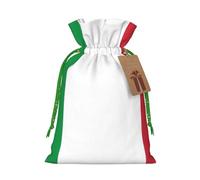 BREAUX Italian flag print Christmas bag, drawstring sack, with kraft paper label, lightweight and fashionable