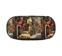 BREAUX Italian Street print Pencil case, makeup bag, sturdy storage bag, fit for office or travel essential accessories, Black, One Size, Portability, Black, One Size, Portability