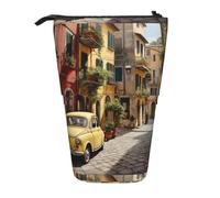 BREAUX Italian Street print Telescopic pencil case, fit for multi-functional pencil makeup bag storage bag and wallet, Black, One Size, Fashion