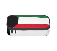 BREAUX Kuwaiti flag print unisex pencil pouch, versatile stationery storage bag for office, travel or makeup, Black, One Size, Concise