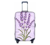 BREAUX Lavender Stamp print Luggage Cover, Luggage Protective Cover, Trolley Travelling Case Protective Cover, White, M
