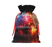 BREAUX Left and Right Brain Advantage print Christmas bag, drawstring sack, with kraft paper label, lightweight and fashionable