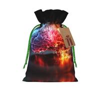 BREAUX Left and Right Brain Advantage print Christmas bag, drawstring sack, with kraft paper label, lightweight and fashionable