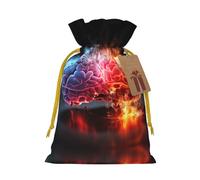 BREAUX Left and Right Brain Advantage print Christmas bag, drawstring sack, with kraft paper label, lightweight and fashionable