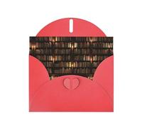 BREAUX Library Bookshelf Book Pearl veneer holiday greeting card, blank envelope, luxurious Christmas and New Year greeting card