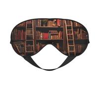 BREAUX Library Bookshelf Print Double Sided Eye Mask, Blackout Eye Mask, All Night Sleep Eye Mask for Women Men