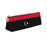 BREAUX Libyan flag print Triangle leather stationery storage bag, fit for travel and cosmetics storage