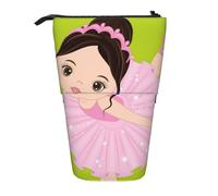 BREAUX Little Ballerina Dancing Girl print Telescopic pencil case, fit for multi-functional pencil makeup bag storage bag and wallet, Black, One Size, Fashion