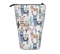 BREAUX Llama Alpaca Cactus print Vertical retractable pencil case, fashionable wallet, multifunctional storage bag