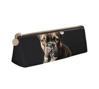 BREAUX long ears french bulldog print Triangle leather stationery storage bag, fit for travel and cosmetics storage