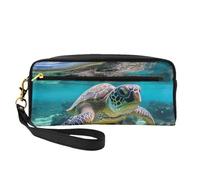 BREAUX Lord Howe Island Sea Turtle Leather Portable Cosmetic Storage Bag, Travel Cosmetic Bag, Daily Storage Bag For Men And Women, Black, Black, One Size