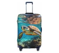 BREAUX Lord Howe Island Sea Turtle print Trolley Suitcase Protective Cover Luggage Protective Cover Unique Double Sided Pattern, White, S
