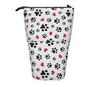 BREAUX Love Cat Paw Heart Puppy Foot Print print Telescopic pencil case, fit for multi-functional pencil makeup bag storage bag and wallet