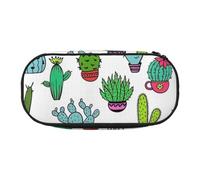 BREAUX Lovely succulent print 300D Oxford Cloth Pencil Case Pouch, Double-Headed Zipper Design, Cosmetics and Organizer
