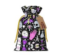 BREAUX Magic Witch Witchcraft Bohemian Drawing print Christmas bag, drawstring sack, with kraft paper label, lightweight and fashionable