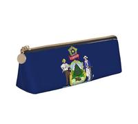 BREAUX Maine State Flag print Triangle leather stationery storage bag, fit for travel and cosmetics storage