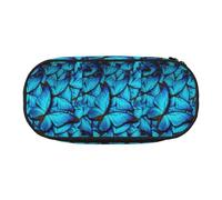 BREAUX Many Blue butterfly print Pencil case, makeup bag, sturdy storage bag, fit for office or travel essential accessories, Black, One Size, Portability