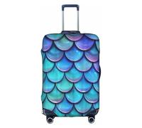BREAUX Mermaid Teal Fish Scale print Luggage Protective Covers Luggage Sleeves Luggage Decorative Covers, Zip Luggage Covers, White, XL