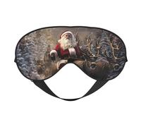 BREAUX Merry Christmas Print Double Sided Eye Mask, Blackout Eye Mask, All Night Sleep Eye Mask for Women Men
