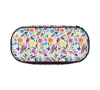 BREAUX Mexican Otomi Animals print Pencil case, makeup bag, sturdy storage bag, fit for office or travel essential accessories, Black, One Size, Portability