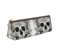 BREAUX Mexican Skull print Triangle leather stationery storage bag, fit for travel and cosmetics storage