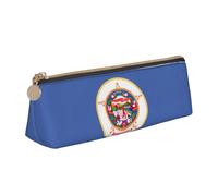 BREAUX Minnesota State Flag print Triangle leather stationery storage bag, fit for travel and cosmetics storage, White, One Size, Lightweight