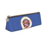 BREAUX Minnesota State Flag print Triangle leather stationery storage bag, fit for travel and cosmetics storage