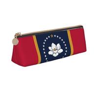 BREAUX Mississippi State Flag print Triangle leather stationery storage bag, fit for travel and cosmetics storage