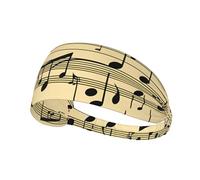 BREAUX Musical Notes Print Printed Hairband Sport Hairband, Stretchy Wide Hairband, Unisex Casual Hairband, Black