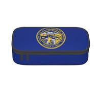 BREAUX Nebraska Flag print unisex pencil pouch, versatile stationery storage bag for office, travel or makeup, Black, One Size, Concise
