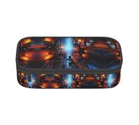 BREAUX Neon Party Geometric print unisex pencil pouch, versatile stationery storage bag for office, travel or makeup