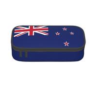 BREAUX New Zealand Flag print unisex pencil pouch, versatile stationery storage bag for office, travel or makeup, Black, One Size, Concise