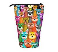 BREAUX Oil Cute Schnauzer Dogs print Vertical retractable pencil case, fashionable wallet, multifunctional storage bag