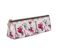 BREAUX Paris Eiffel Tower France print Triangle leather stationery storage bag, fit for travel and cosmetics storage