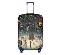 BREAUX Physics Print print Trolley Suitcase Protective Cover Luggage Protective Cover Unique Double Sided Pattern, White, Small, White, Small