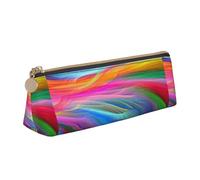 BREAUX Rainbow Ocean print Triangle leather stationery storage bag, fit for travel and cosmetics storage