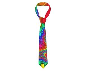 BREAUX Rainbow Tie Dye-Red print Men's Slim Fit Tie, Multi-coloured Modern Tie, Wedding Tie for Groomsmen, Proms, Black, One Size