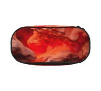 BREAUX Red Abstract Marble Gray print 300D Oxford Cloth Pencil Case Pouch, Double-Headed Zipper Design, Cosmetics and Organizer