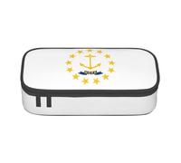 BREAUX Rhode Island State Flag print unisex pencil pouch, versatile stationery storage bag for office, travel or makeup, Black, One Size, Concise